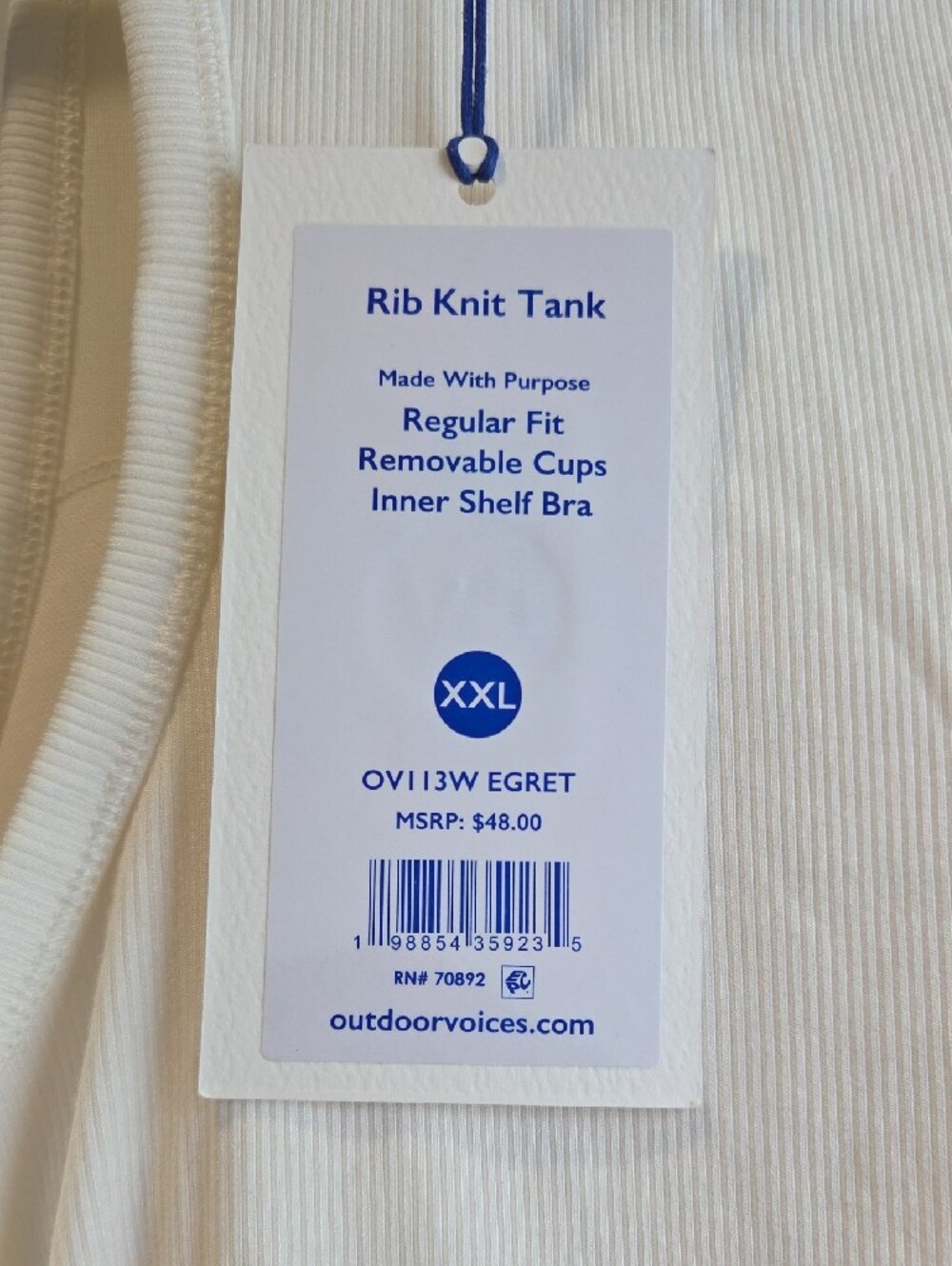 Outdoor Voices Cream Ribbed Racerback Tank - Picture 4 of 5